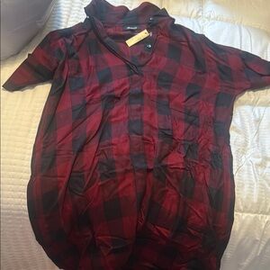 Madewell Burgundy and Black Plaid Shirt dress!